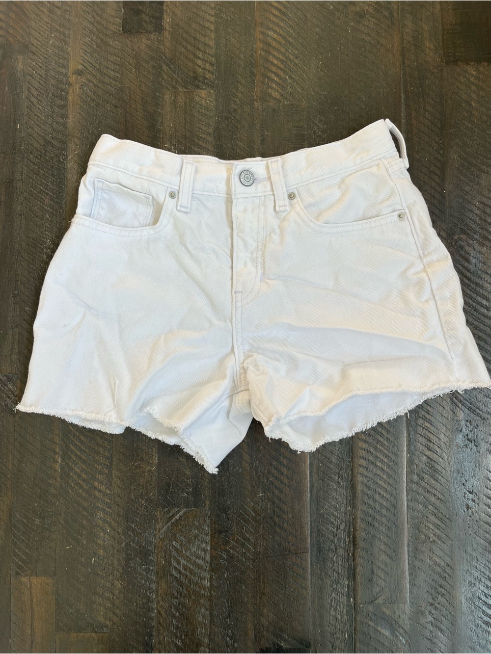 Old Navy Girls White Denim Shorts Size 14 High Rise Cutoff